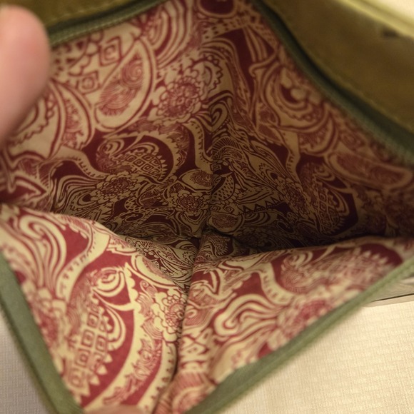 Vtg Hobo International Lauren Leather Double-Frame Clutch Wallet Citrine Green - Picture 7 of 14